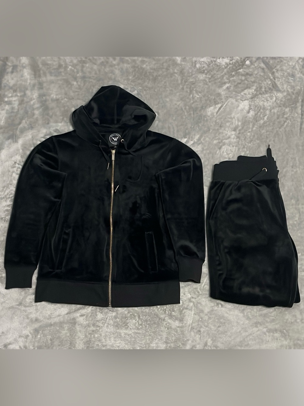 White Mark Women’s Black Velour Matching Hoodie & Sweatpants Set Size S